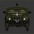 Green Off Road Military Vehicle With White Crosses And Roof Medical Equipment