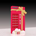 Red Mystery Box Design For Lucky Draw With Grid And Gift Elements 3d model