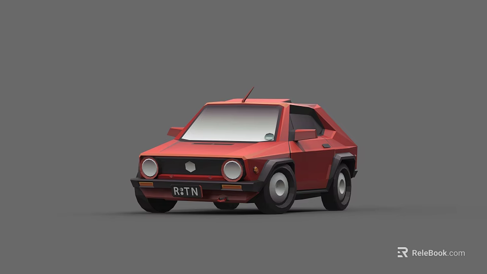 Red Vintage Small Car 3D Rendered With Retro Compact Stylish Design 3d model 