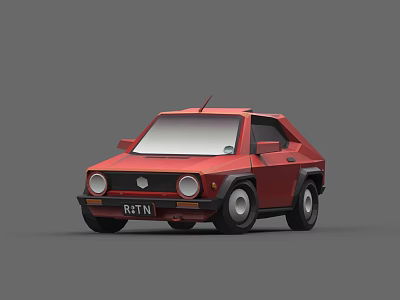 Red Vintage Small Car 3D Rendered With Retro Compact Stylish Design 3d model
