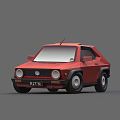Red Vintage Small Car 3D Rendered With Retro Compact Stylish Design