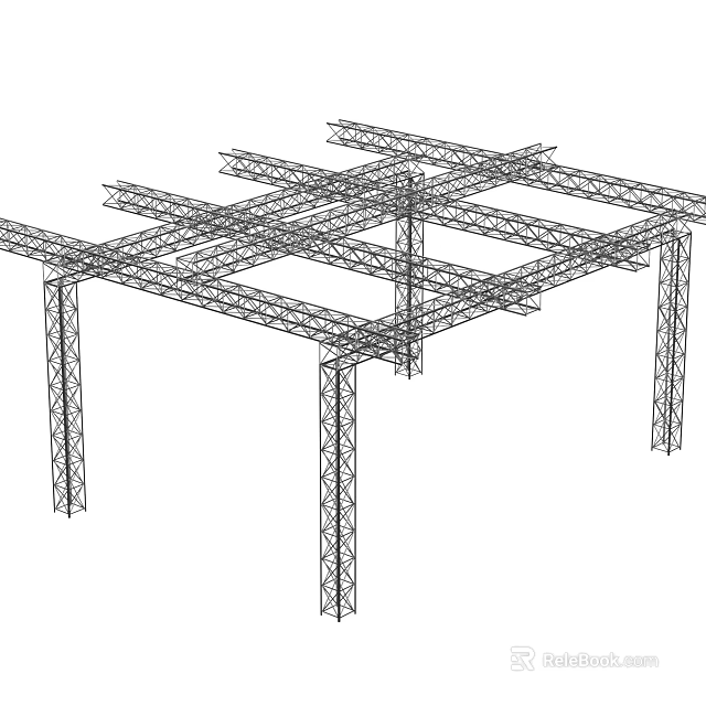 Industrial Steel Frame Structure Heavy Duty Support System For Construction Equipment 3d model 