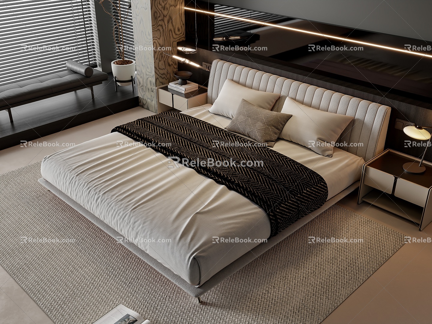 Modern Double Bed 3d model