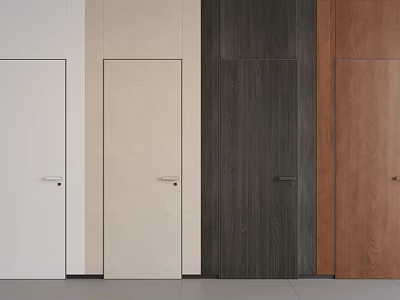 Modern Flush Doors in Various Colors and Wood Grain Finishes for Interior Design 3d model