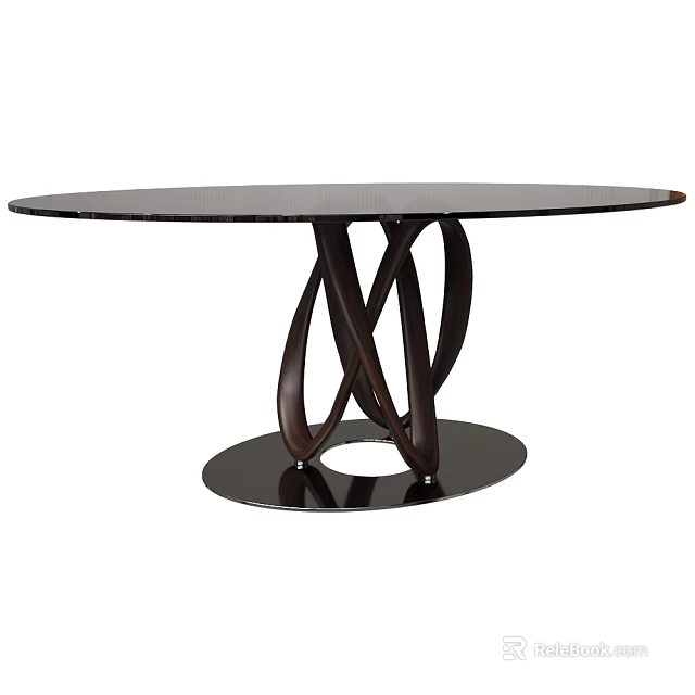 Modern Round Glass Coffee Table With Unique Wooden Base For Living Room Decor 3d model 
