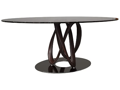 Modern Round Glass Coffee Table With Unique Wooden Base For Living Room Decor 3d model
