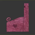 Cute Pink Outdoor Bench With Heart Shaped Cutout Backrest And Colorful Decorative Patterns On Seat