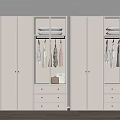 Modern White Wardrobe Interior Design with Glass Doors and Drawers
