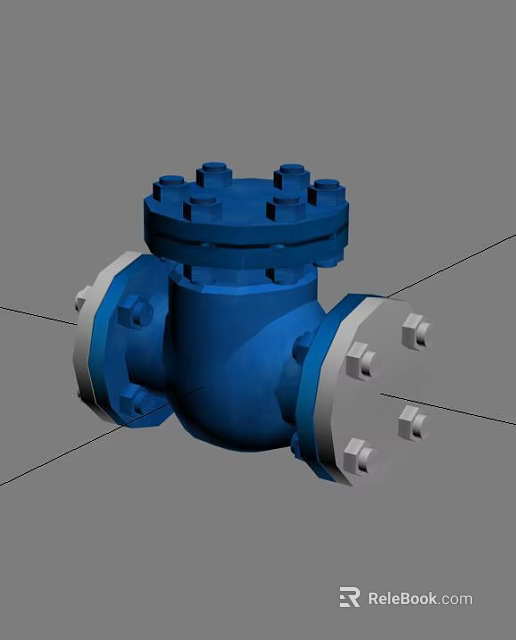 Blue Industrial Valve With Flange Connections And Bolted Top Structure for Pipeline Systems 3d model 