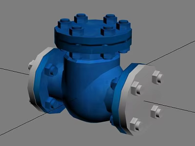 Blue Industrial Valve With Flange Connections And Bolted Top Structure for Pipeline Systems 3d model