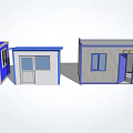 Construction Site Temporary Buildings With Container Based Structures Doors Windows And Antennas 3d model