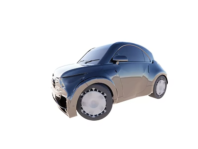 Modern Small Two Door Blue Car With Stylish Silver Rims And Sleek Body 3d model