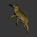 Realistic Yellow Prehistoric Creature With Spiked Back Standing