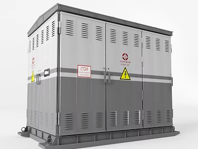Industrial Electrical Equipment With Metal Enclosure Ventilation Slots Caution Labels And Warning Signs 3d model