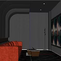 Video room wall lamp sofa tea table 3d model