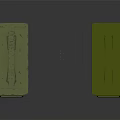 Green Military Storage Crates With Yellow Text Labels And Worn Surface Design