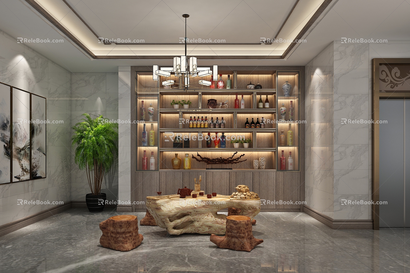 New Chinese Wine Cabinet 3d model