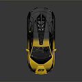 Yellow And Black Sports Car Featuring Sleek Aerodynamic Design 55 On Front And Reflective Surface