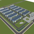 Large Industrial Factory With Neatly Arranged Solar Panel Roofs Green Surroundings And Supporting Facilities