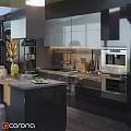 Modern Gray Kitchen Interior With Sleek Cabinets Island Counter And Appliances