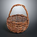 Handwoven Brown Wicker Basket With Handle For Everyday Living Essentials 3d model