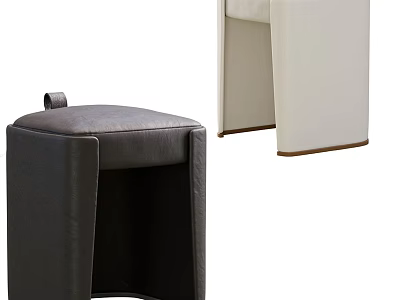 Modern Black And White Leather Sofa Stools With Sleek Minimalist Design 3d model