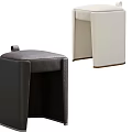Modern Black And White Leather Sofa Stools With Sleek Minimalist Design 3d model