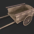 Old Fashioned Wooden Cart With Large Wheel And Rustic Wooden Structure
