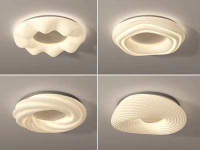 Modern Ceiling Lights Featuring Unique Curved Shapes White Finish and Soft Lighting 3d model