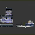 Multiple Stacked Building Models With Various Colors And Circular Bases On Reflective Surface