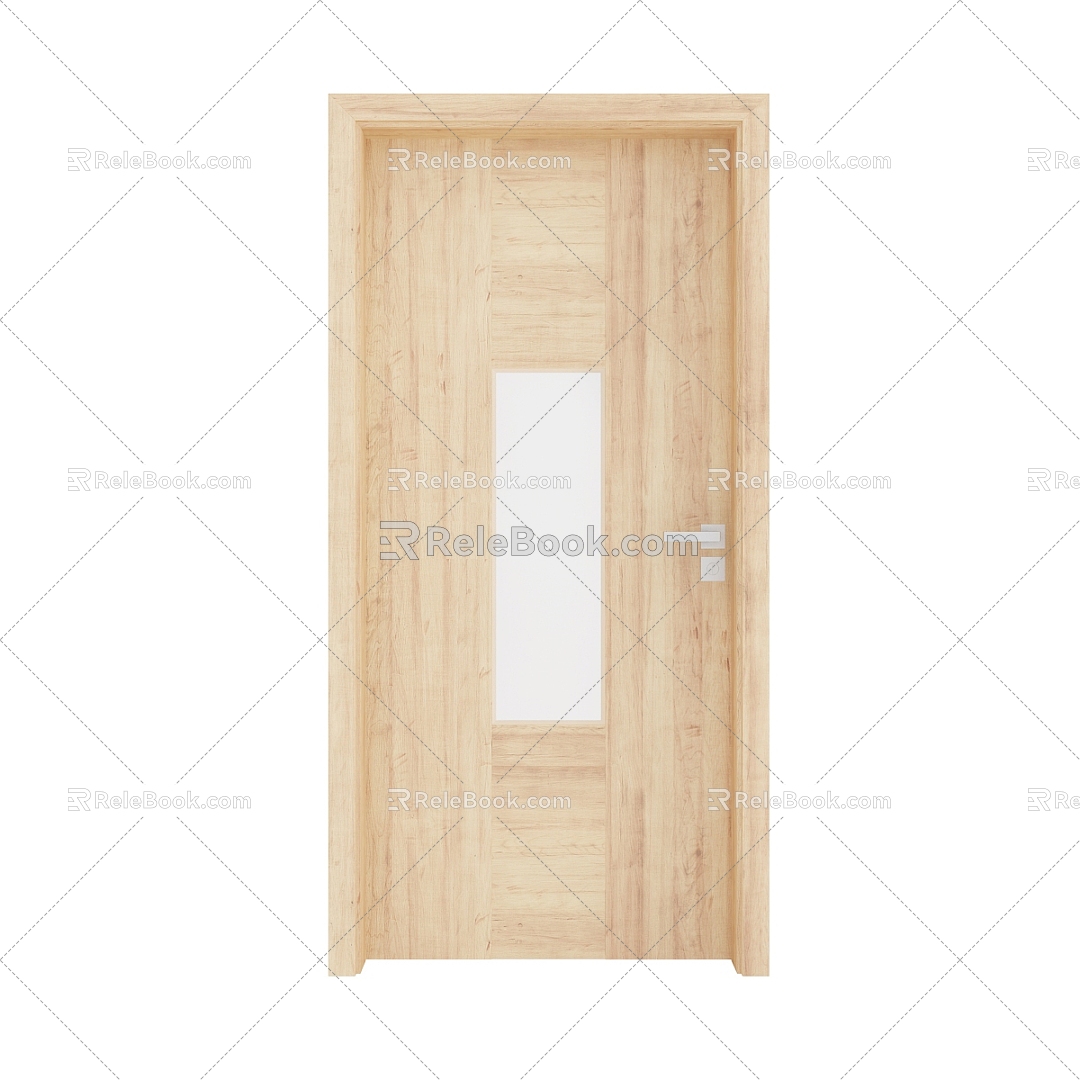 door bedroom door study door single door wooden door 3d model