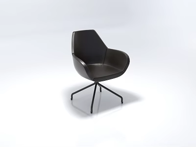 Modern Black Leather Single Sofa With Sleek Design And Metal Legs 3d model