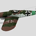 Vintage Military Fighter Aircraft with Camouflage Paint Green Brown Colors Iron Cross Insignia Yellow Propeller Design