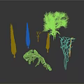 Collection of Various Plants Including Cypress Trees Olive Tree Dry Branches and Tree Roots