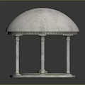 Classic White Stone Dome Gazebo Structure With Circular Base And Columns 3d model