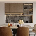 Modern White and Wooden Sideboard with Glass Doors LED Lighting and Textured Backsplash