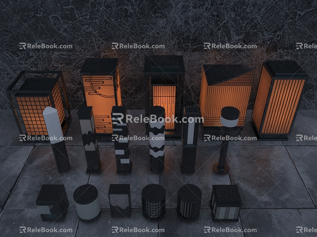 Landscape lights outdoor lights lawn lights lawn lights garden lights column lights 3d model