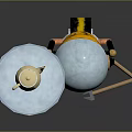 Unique Robot With Yellow Body Holding Gold Teapot On Blue Tray