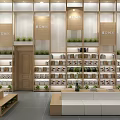 Modern Reading Space With Wooden Bookshelves Long Tables Green Plants And Computers
