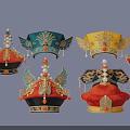 Exquisite Traditional Hat Ornaments With Wing Shaped Designs Beaded Embellishments And Colorful Embroidery