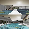 Garden Landscape Design With Green Lawns Walkways Roofed Pavilions Water Features And Paved Areas