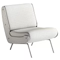 Modern Accent Chair With Light Beige Fabric Walnut Wood Frame And Black Metal Legs