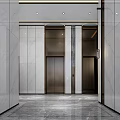 Sleek Modern Elevator Lobby With Marble Walls Flooring And Recessed Lighting 3d model