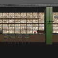 Modern Bar Interior With Stone Wall Background Bar Counter Green Pillar And Shelves With Bottles