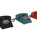 Vintage Rotary Phones Black Blue Red Retro Design Dial Features Digital Communication