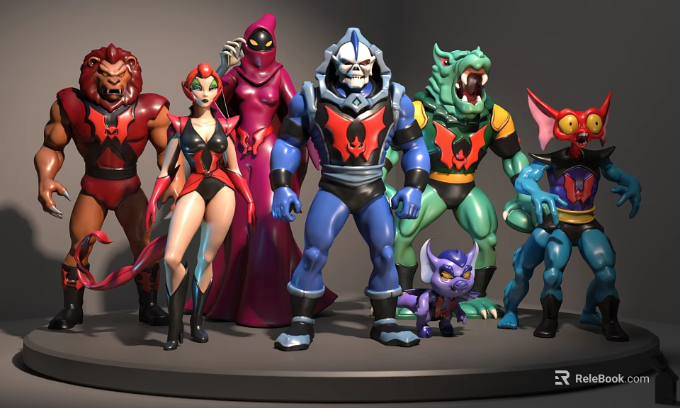 Vibrant Mythical Action Figures Collection With Diverse Character Designs And Colors 3d model 