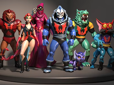 Vibrant Mythical Action Figures Collection With Diverse Character Designs And Colors 3d model