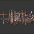 Rustic Wooden Crossed Slats With Natural Stone Accents For Home Decor