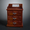 Dark Brown Wooden Nightstand With Three Drawers And Lattice Top Design
