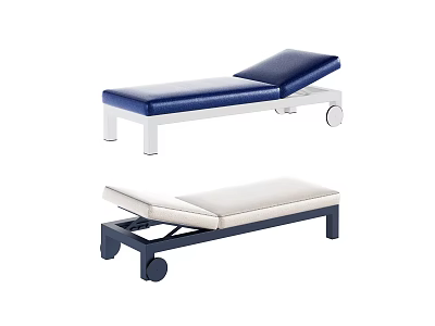 Two Tone Upholstered Sofa Stool With Modern Design And Rolling Wheels 3d model